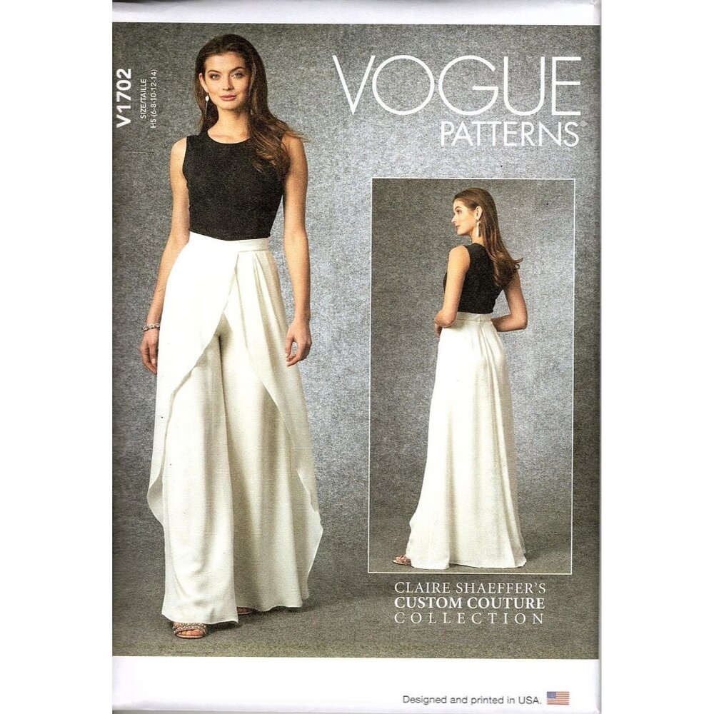 Vogue Couture V1702 Misses 6 to 14 Claire Shaeffer Skirted Pants Uncut Pattern